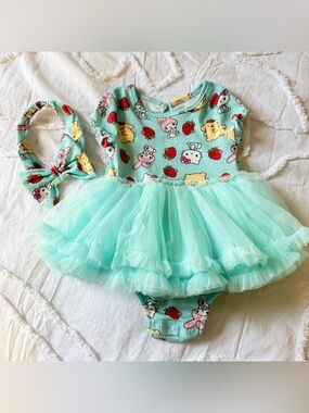 Hello Kitty Baby Girls Tutu Dress Bodysuit with Matching Headband, 2-Piece NWT